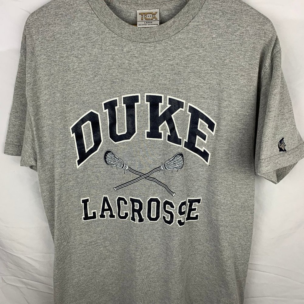 Duke Blue Devils Lacrosse Shirt Gray Blue TCX Size Large